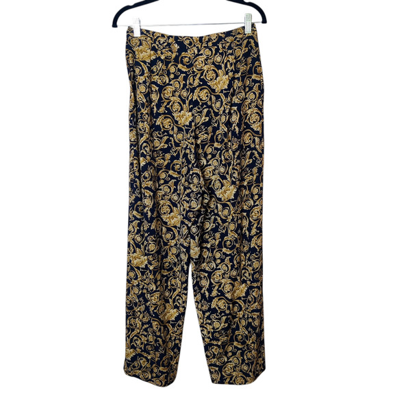 Vtg Josephine Chaus Pleated High Rise Gold Leaf Trousers 6 Regency Old Money - Picture 2 of 12